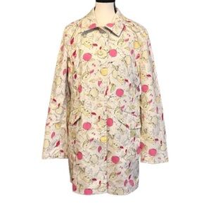 Women's Cream Floral Print Jacket with Pink Accents